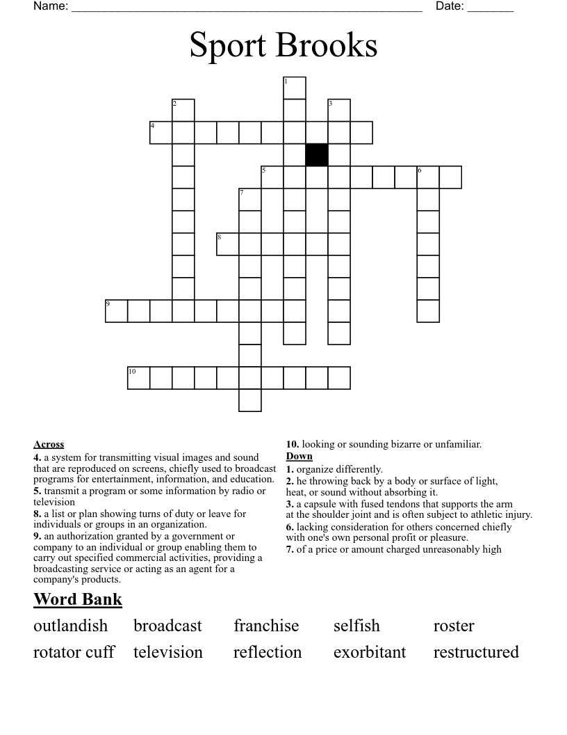Sport Brooks Crossword
