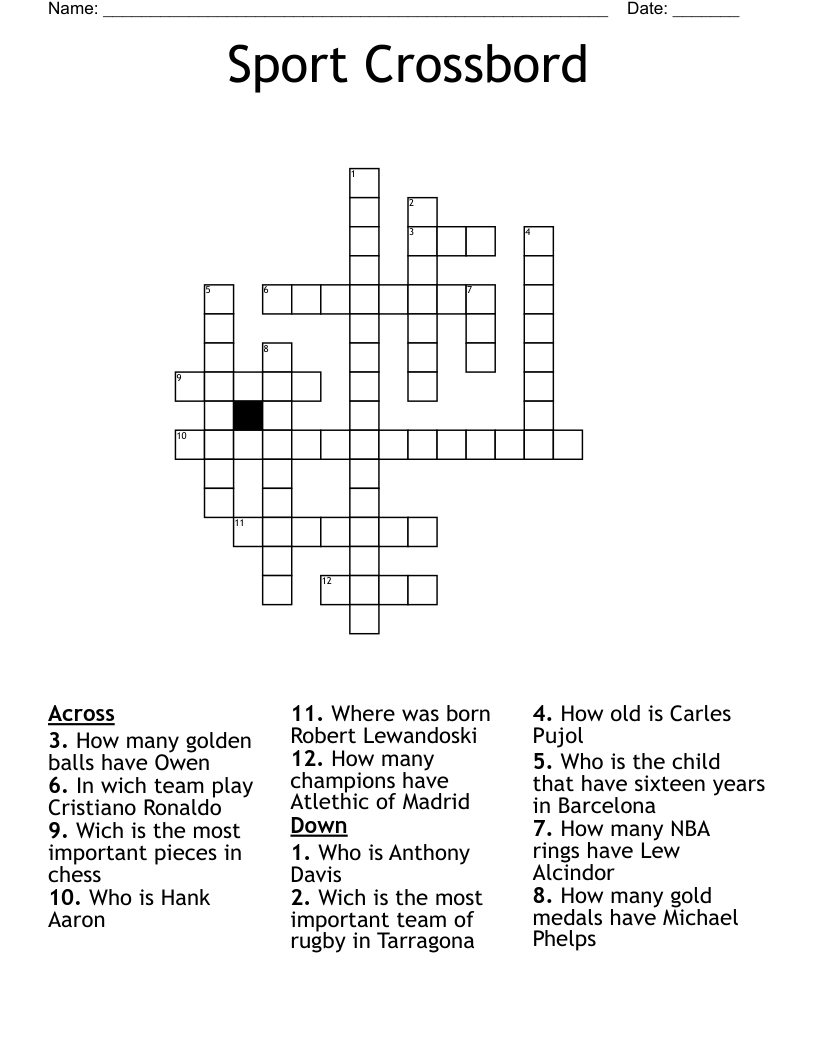 Sport Crossbord Crossword
