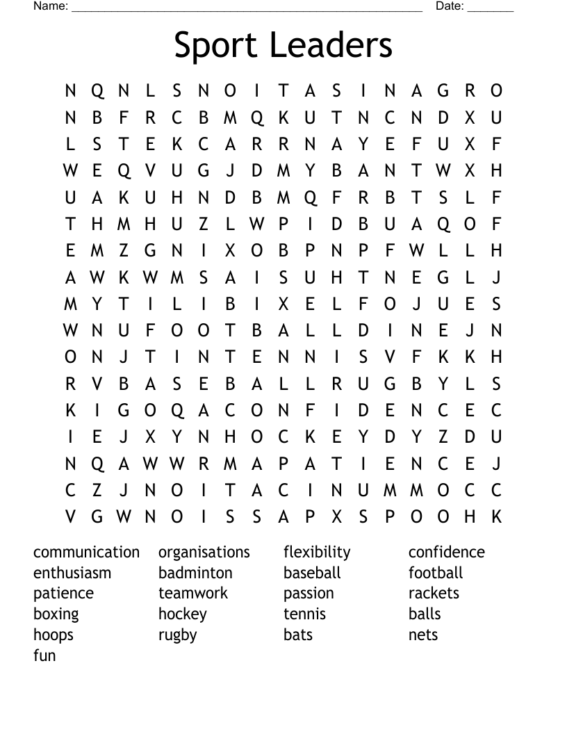 Sport Leaders Word Search