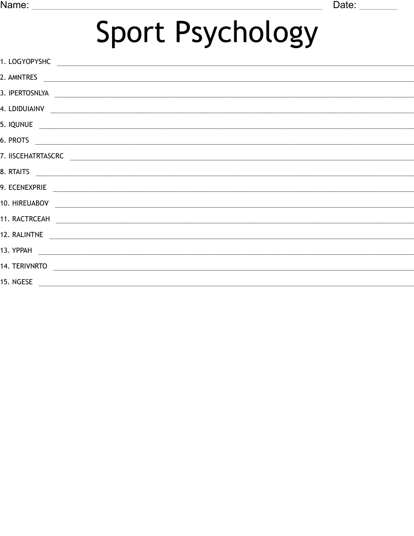 Sport Psychology Word Scramble