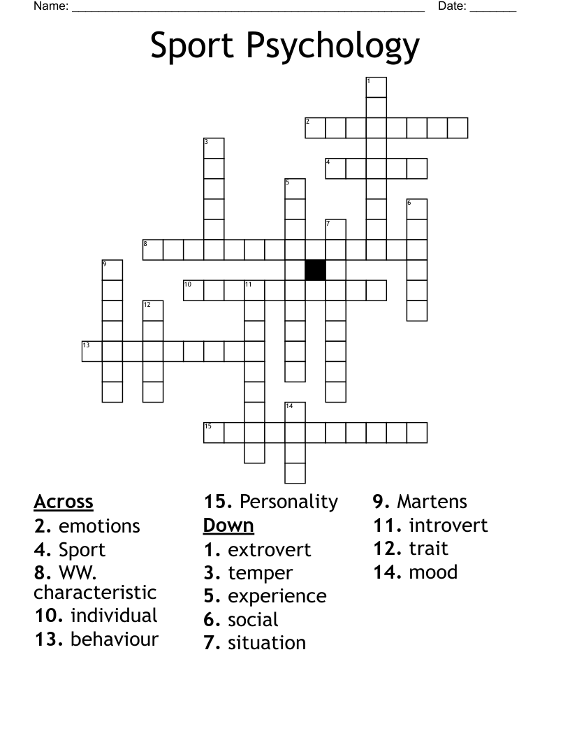 Sport Psychology Crossword