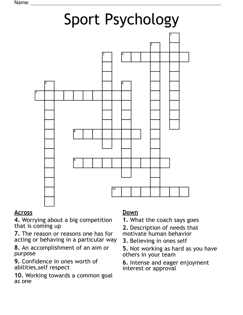 Sport Psychology Crossword