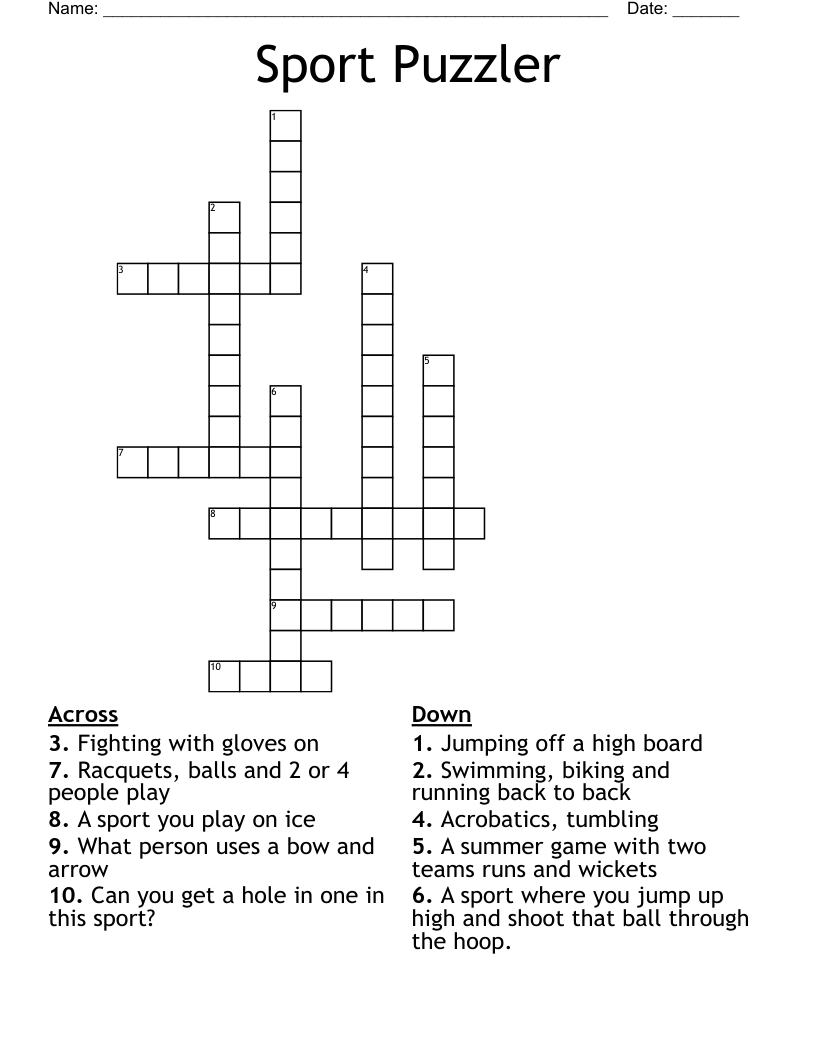 Sport Puzzler Crossword