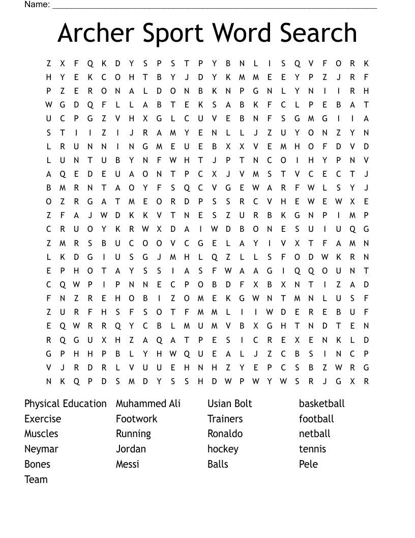 Archer Sport Word Search