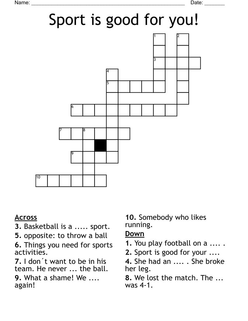 Sport is good for you! Crossword