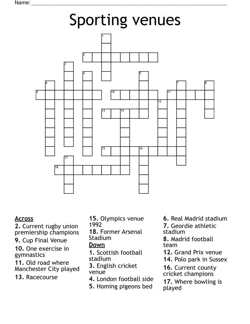 Sporting venues Crossword