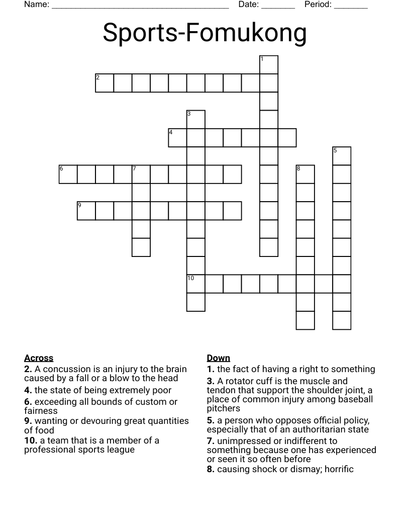 Sports-Fomukong Crossword
