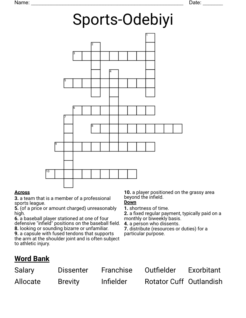 Sports-Odebiyi Crossword