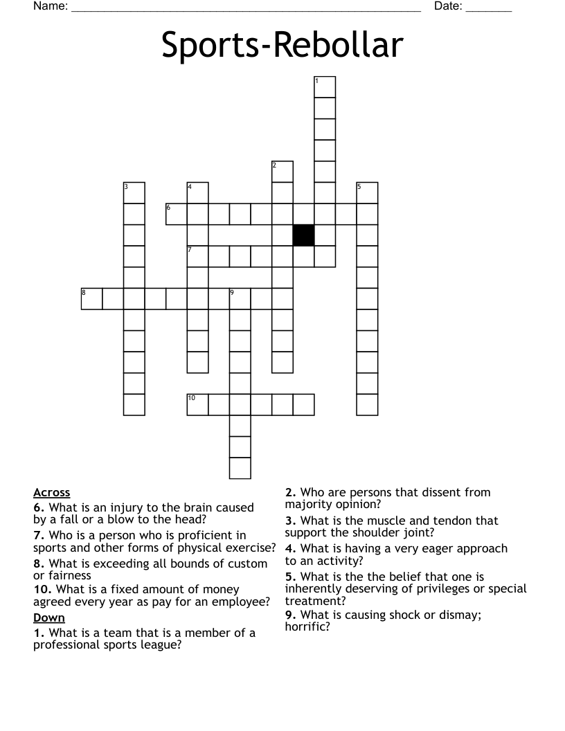 Sports-Rebollar Crossword