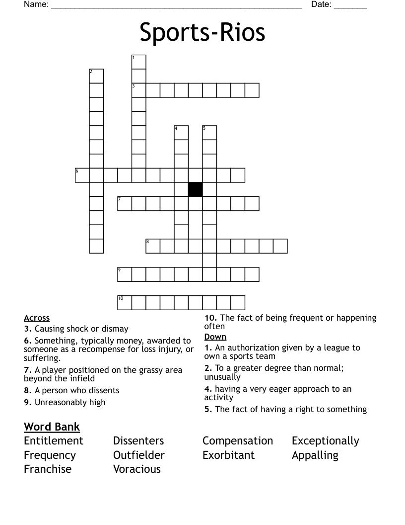 Sports-Rios Crossword