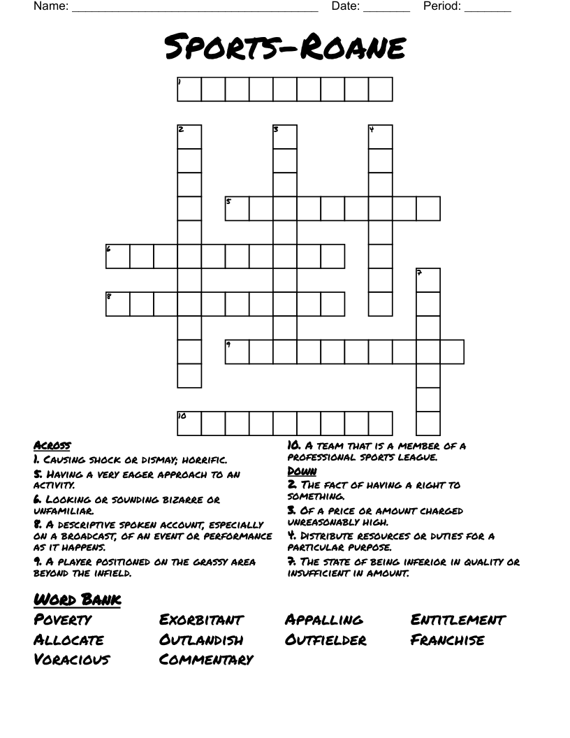 Sports-Roane Crossword