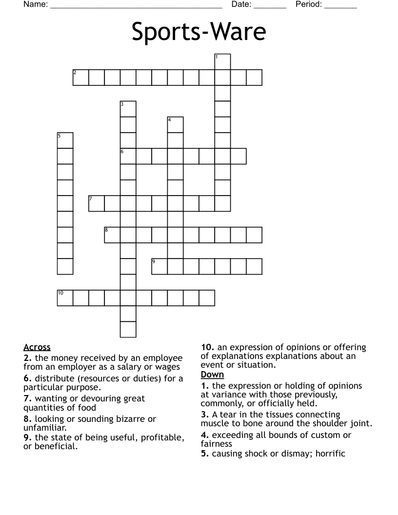 Sports-Ware Crossword