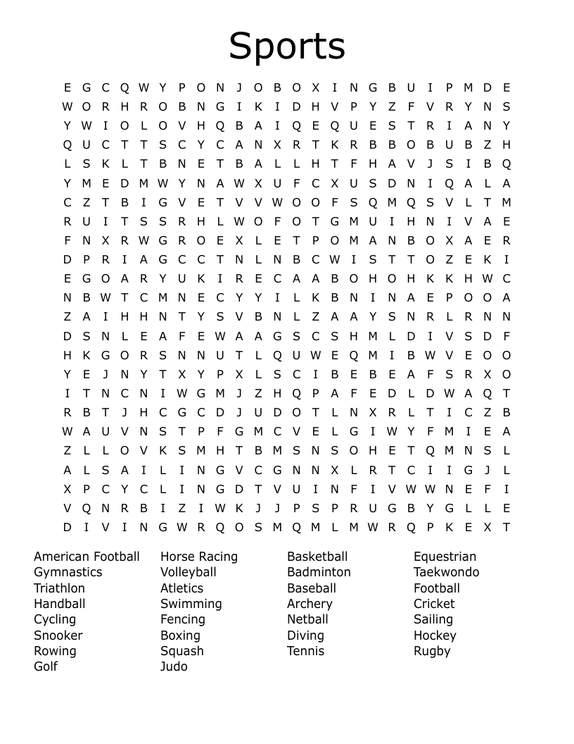 Sports Word Search