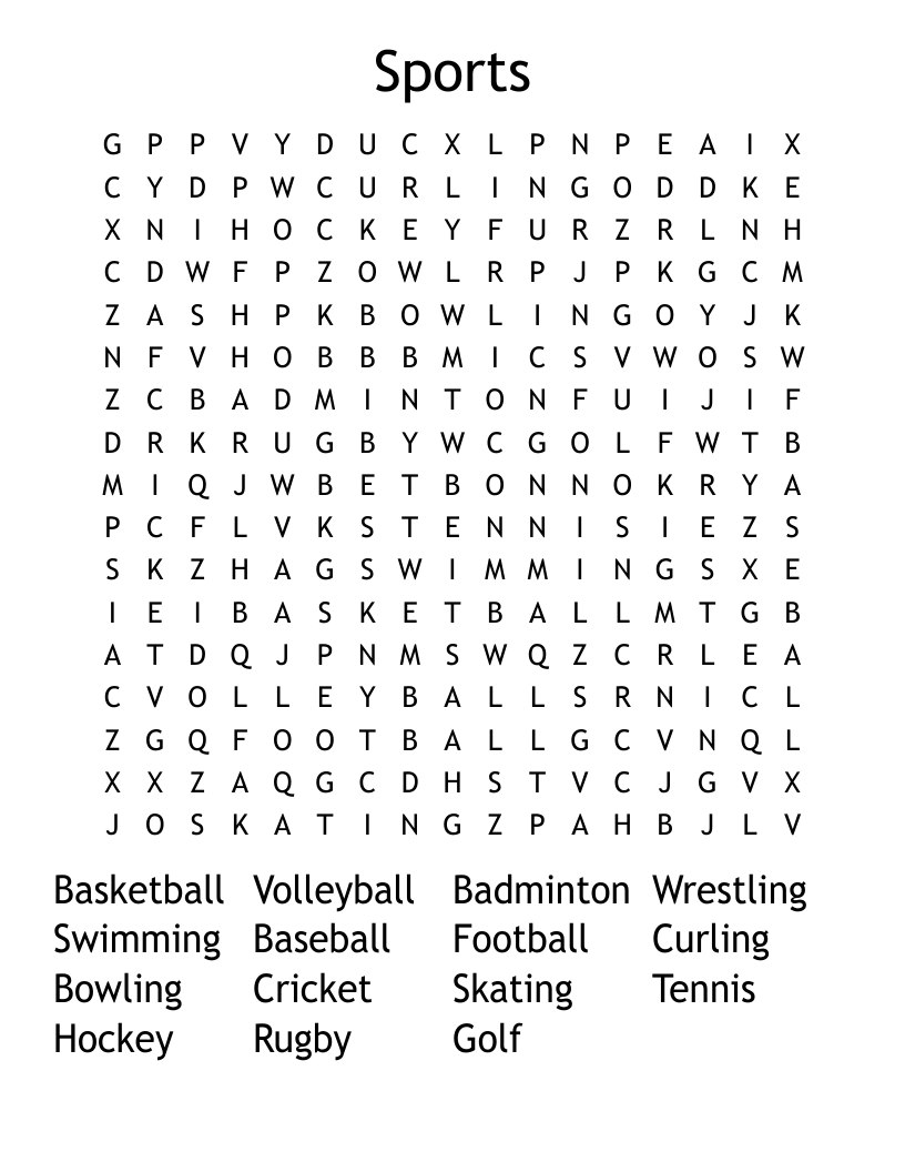Sports Word Search