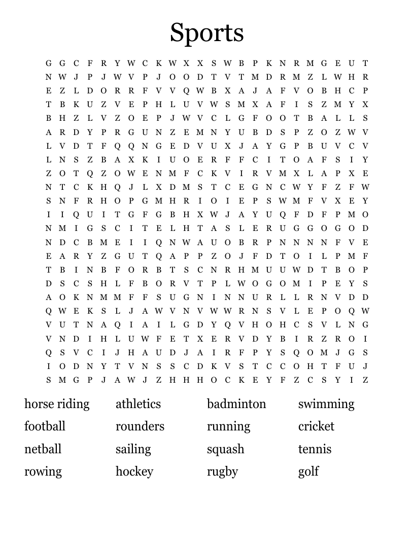 Sports Word Search