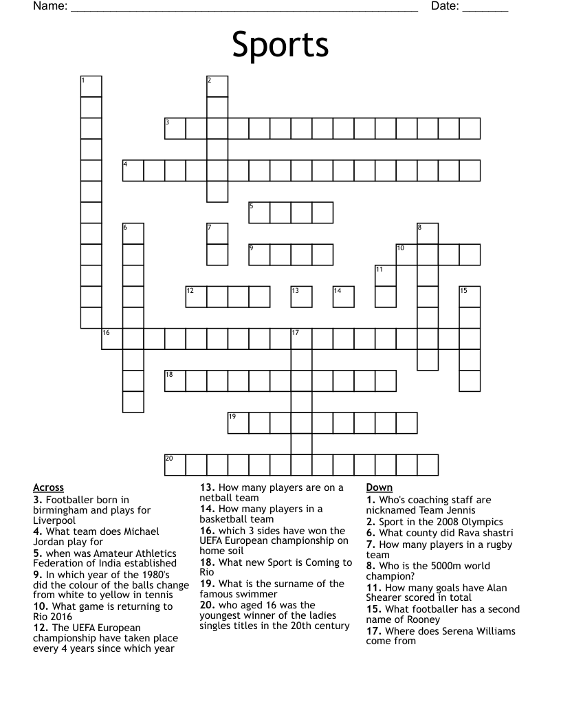 Sports Crossword