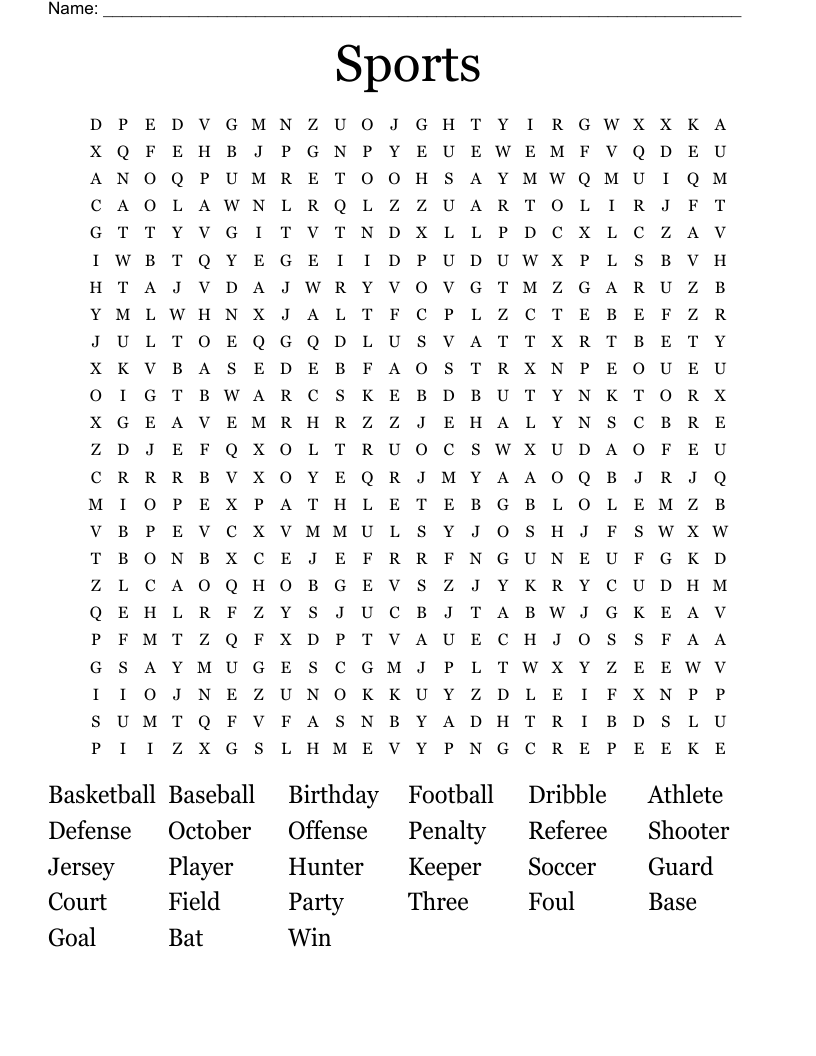 Sports Word Search