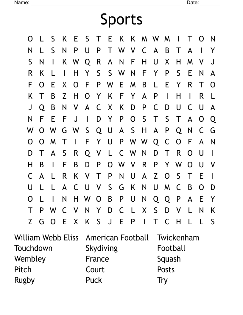Sports Word Search