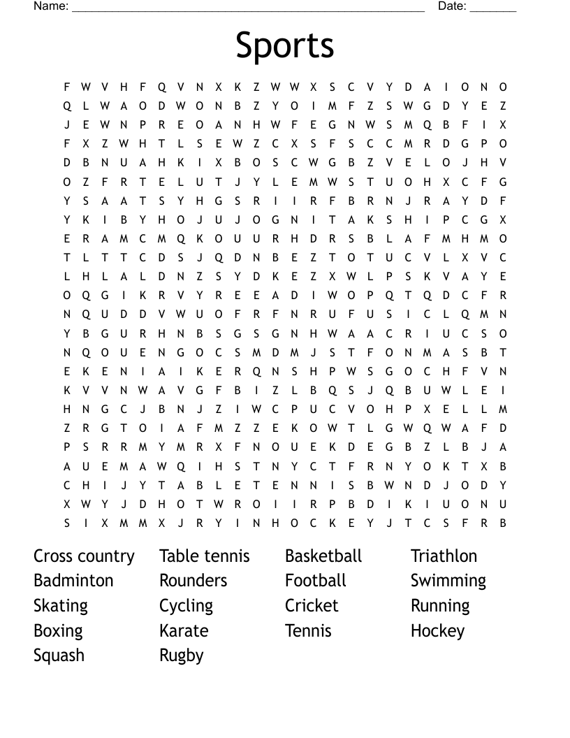 Sports Word Search