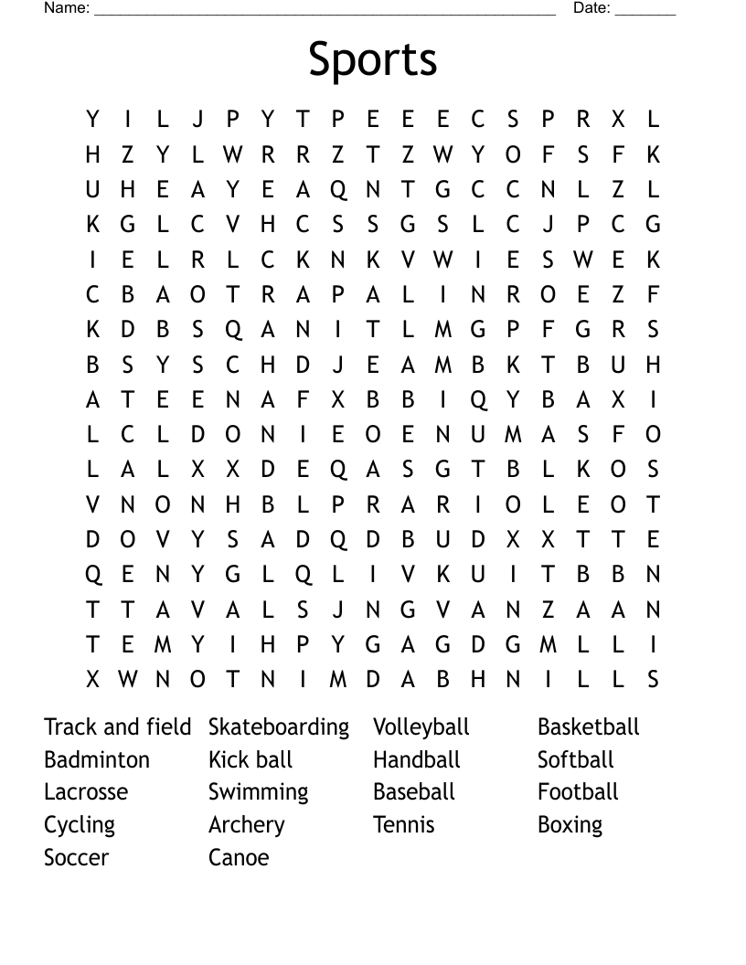 Sports Word Search