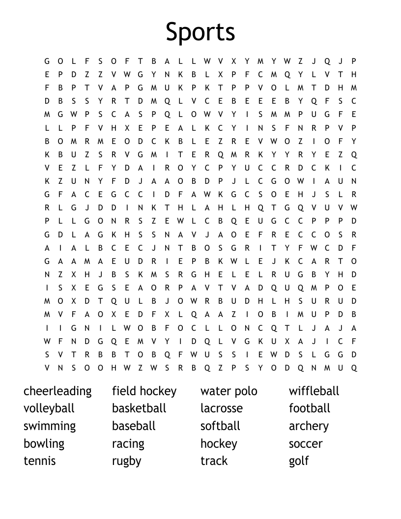 Sports Word Search