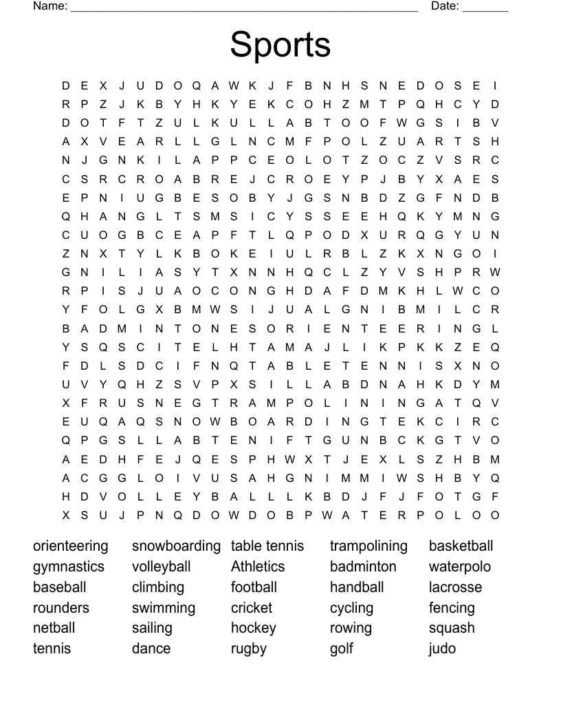 Sports Word Search