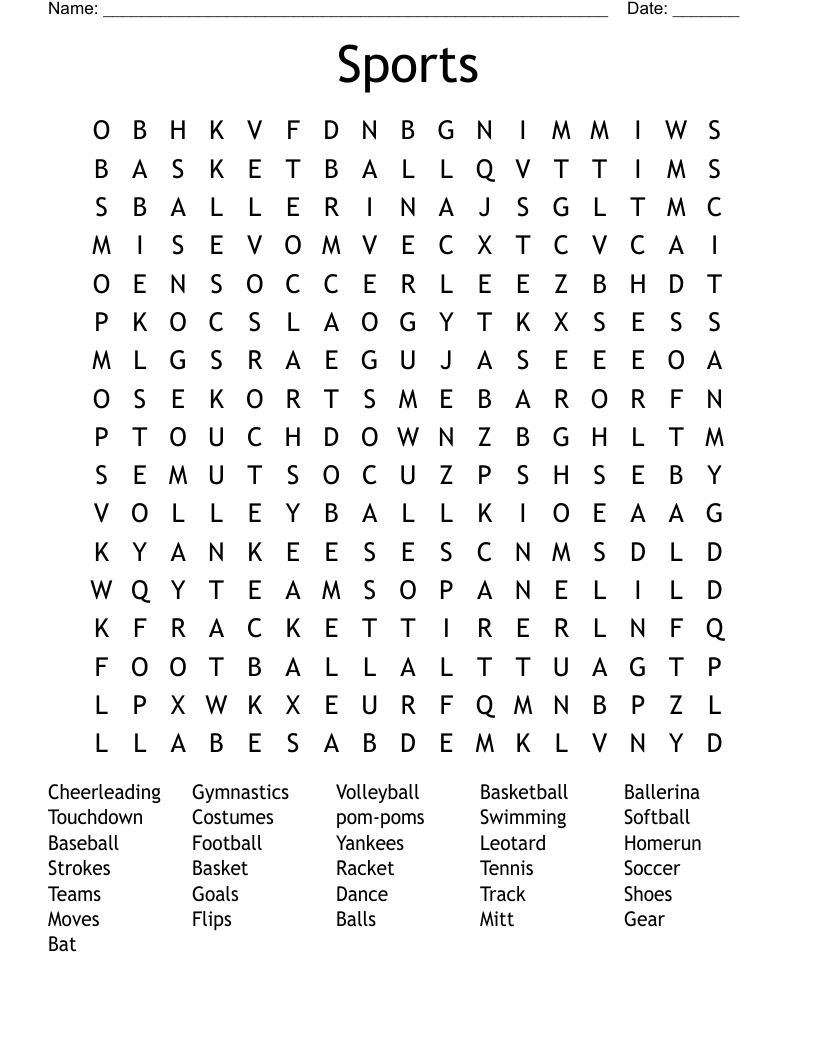 Sports Word Search