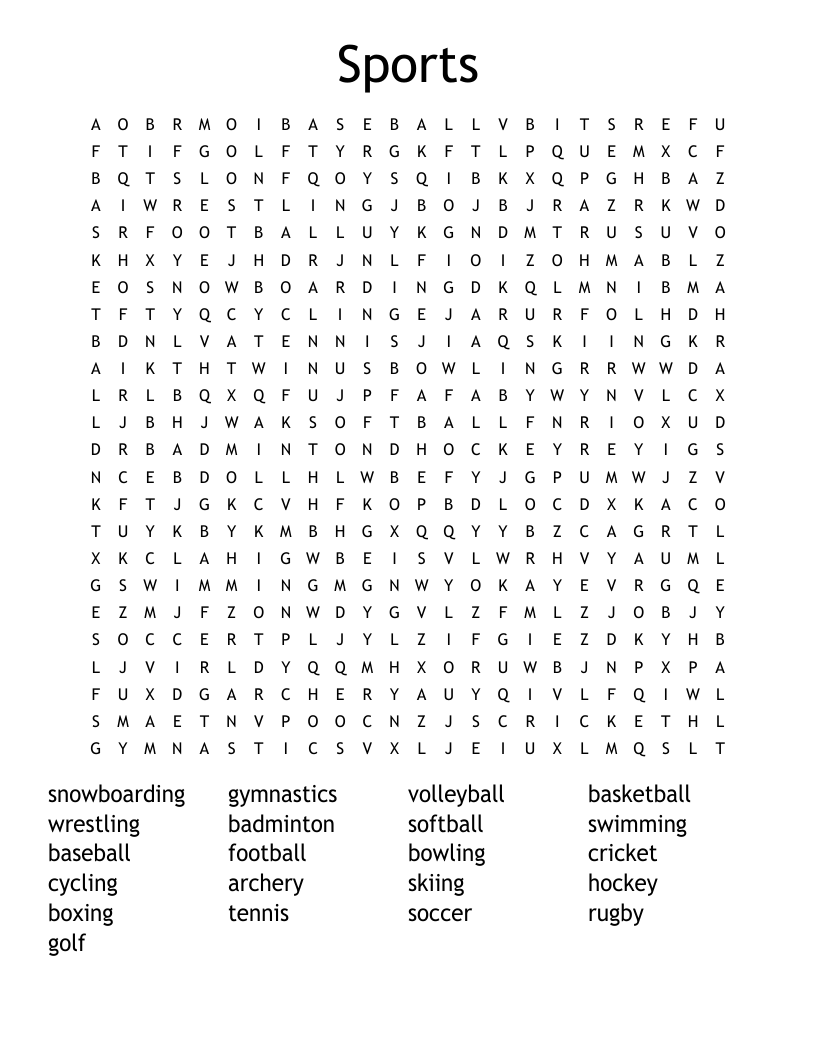 Sports Word Search
