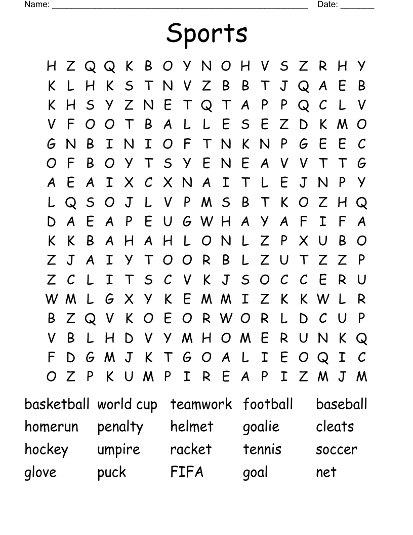 Sports Word Search