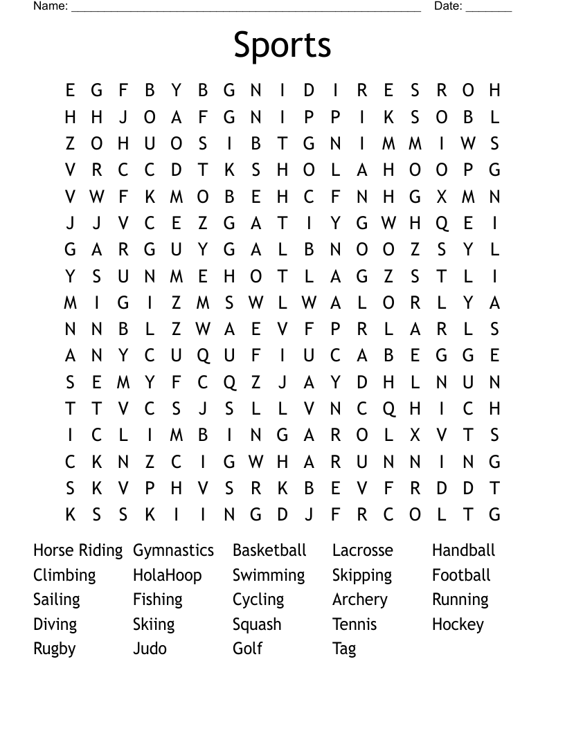 Sports Word Search