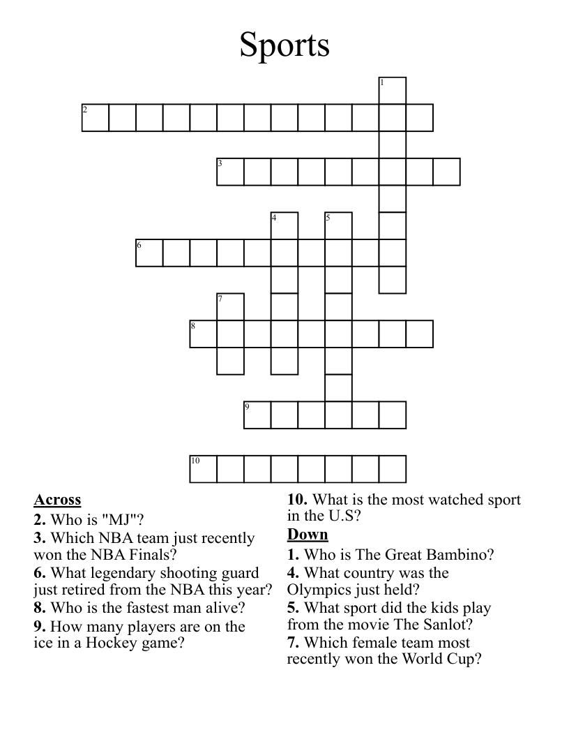 Sports Crossword
