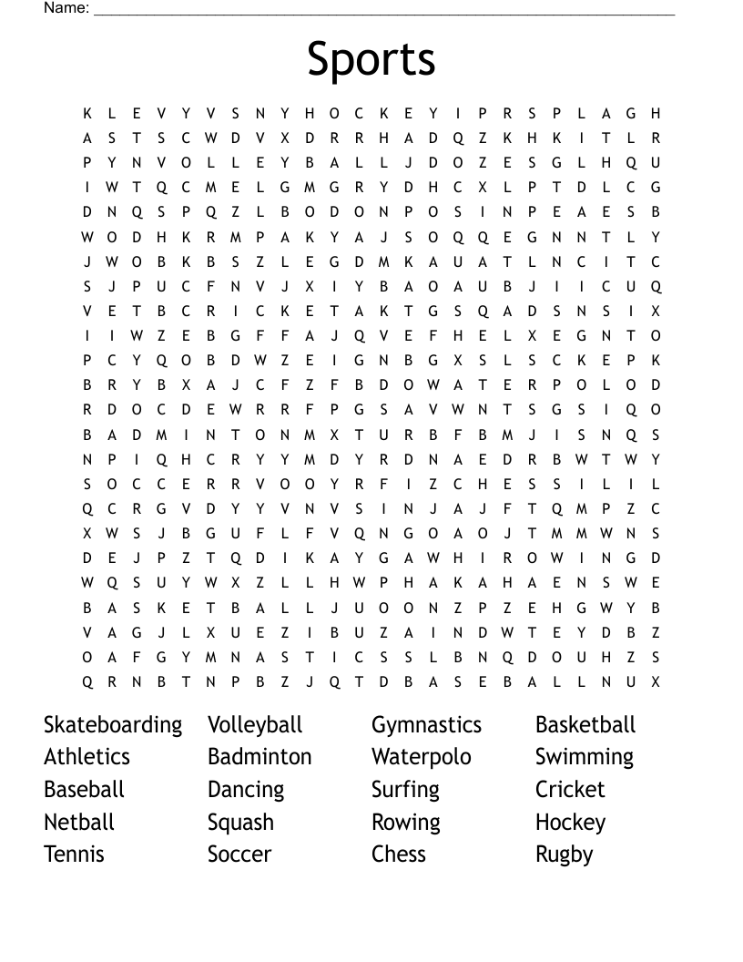 Sports Word Search
