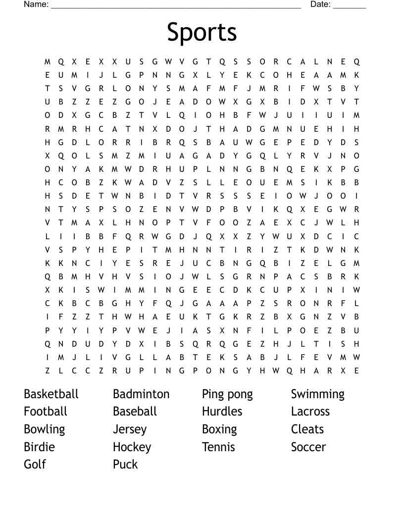 Sports Word Search