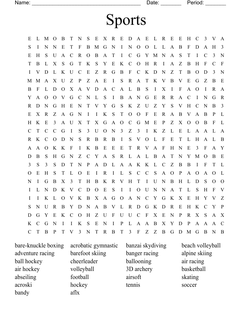 Sports Word Search