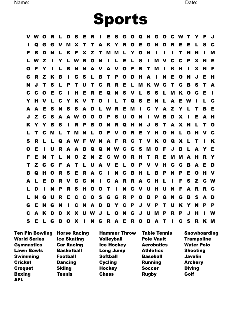 Sports Word Search