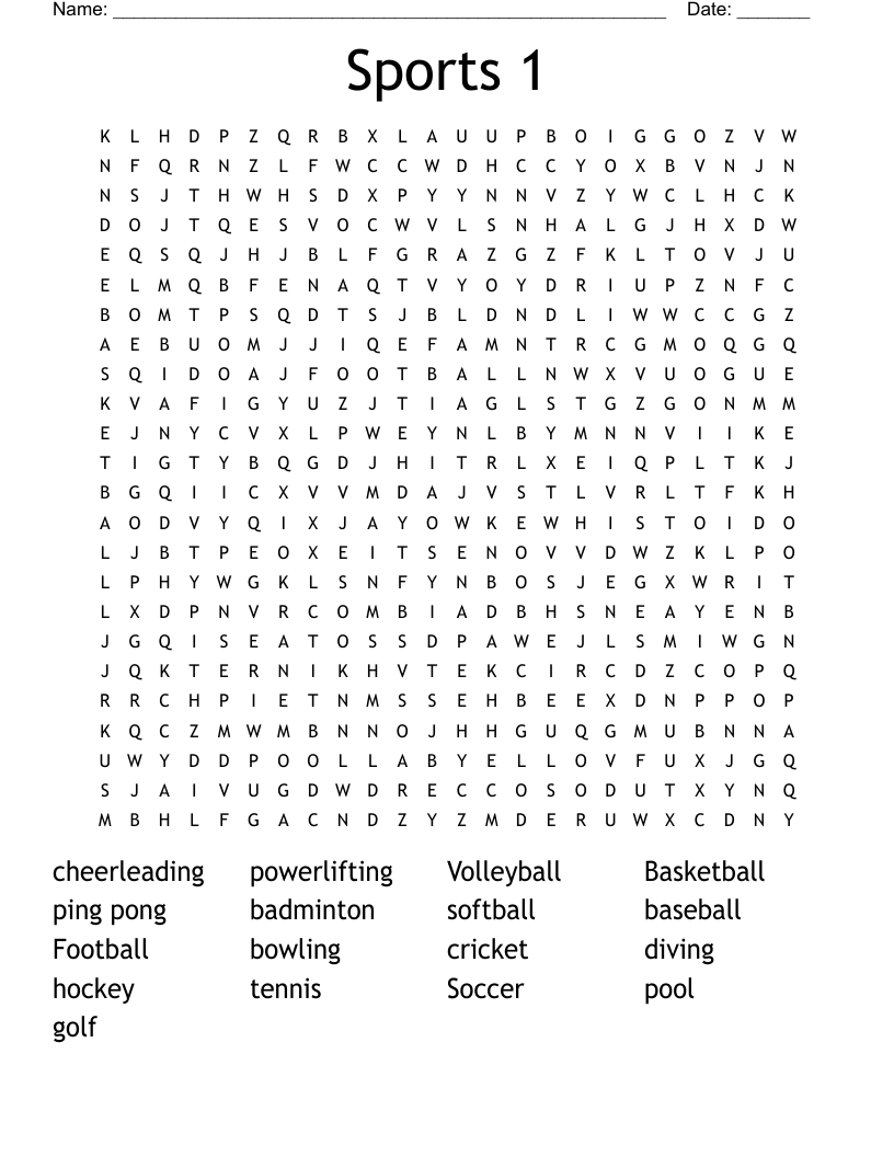 Sports 1 Word Search