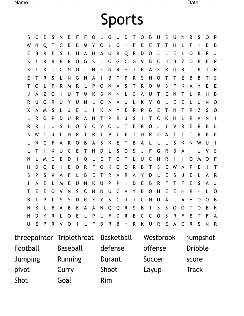 Sports Word Search