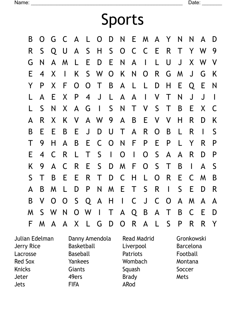 Sports Word Search