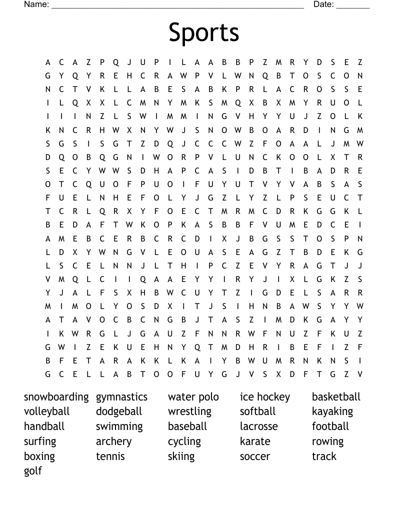 Sports Word Search