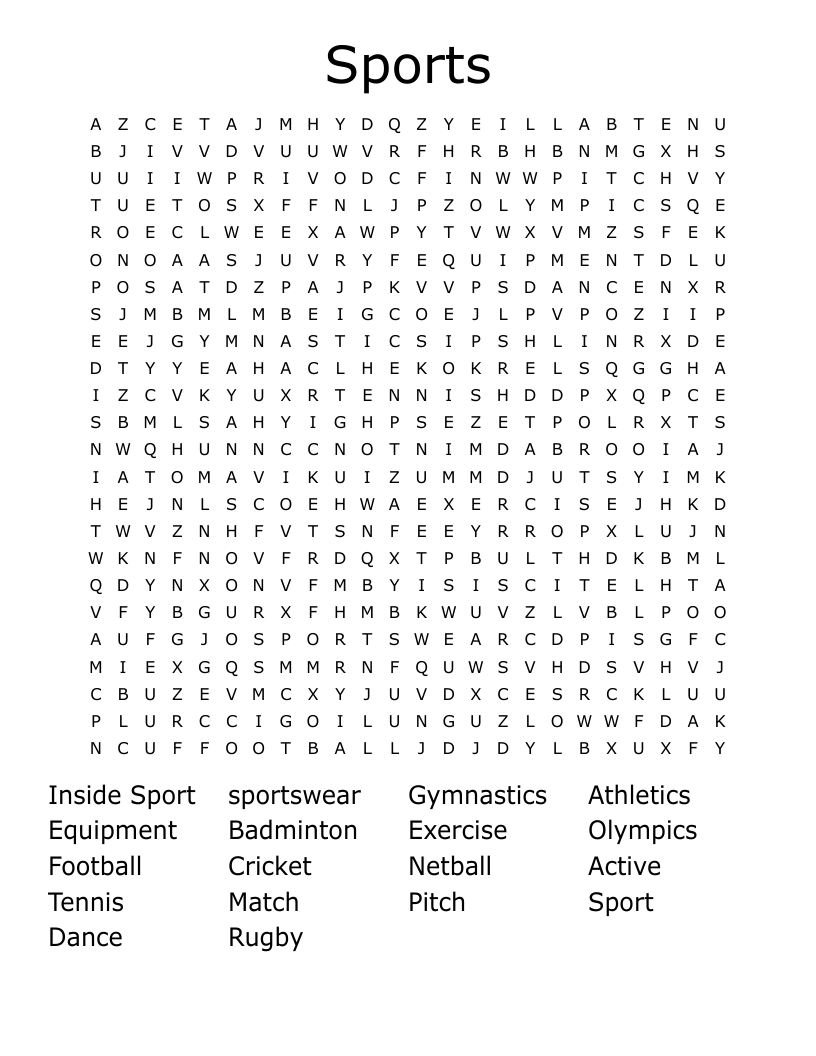 Sports Word Search