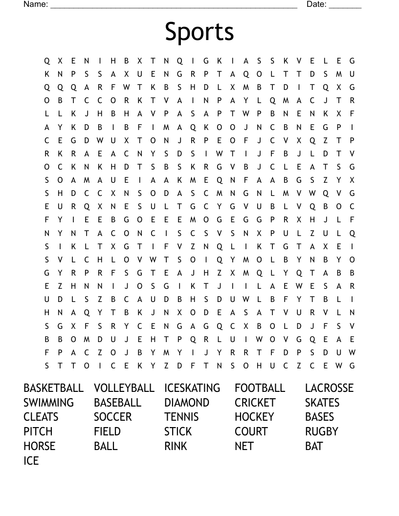 Sports Word Search