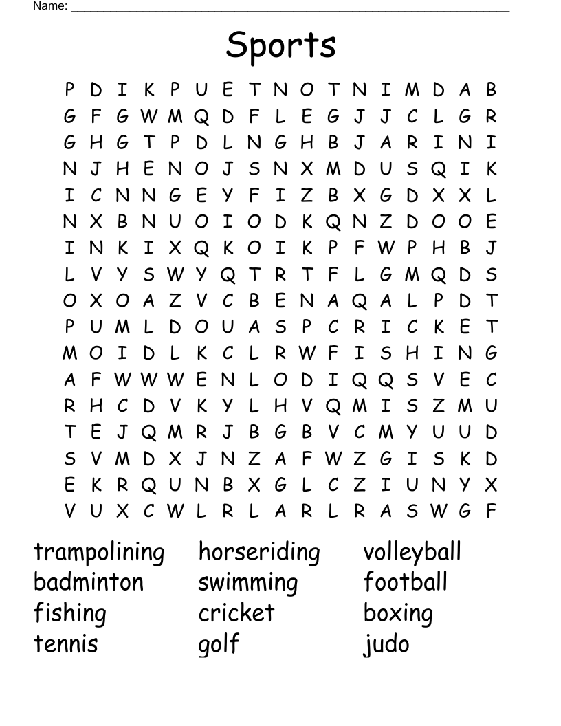 Sports Word Search