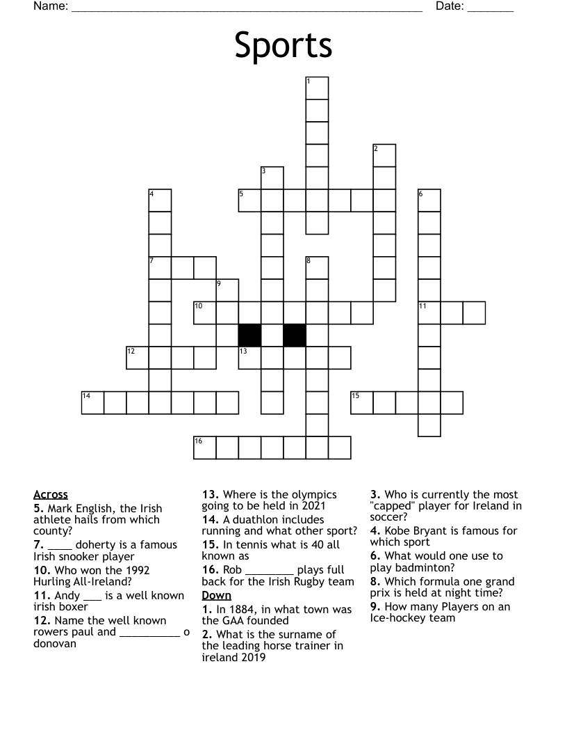 Sports Crossword