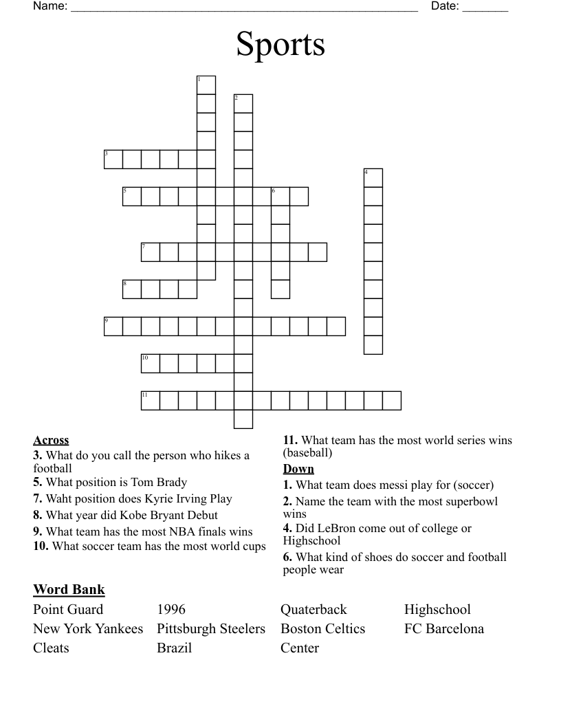 Sports Crossword