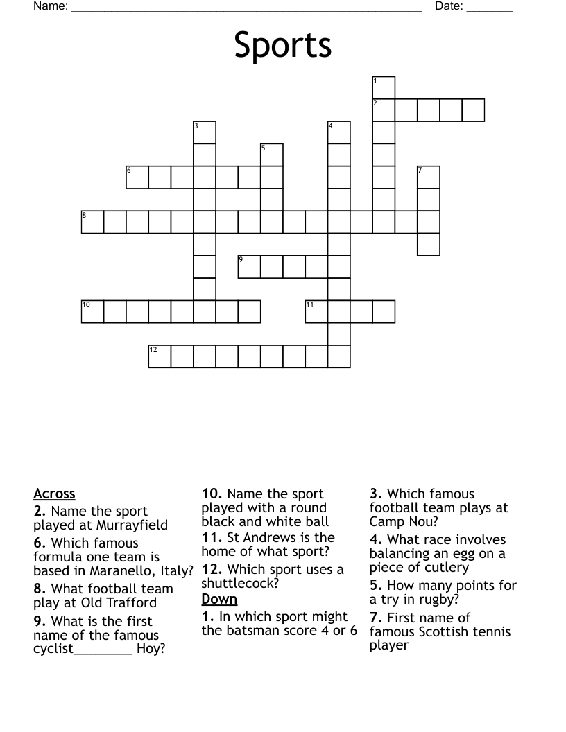 Sports Crossword