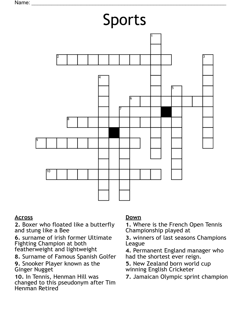 Sports Crossword