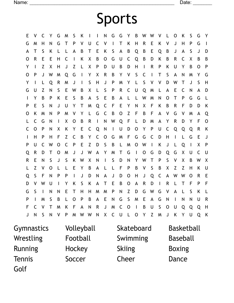 Sports Word Search