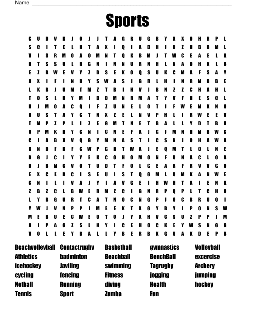 Sports Word Search