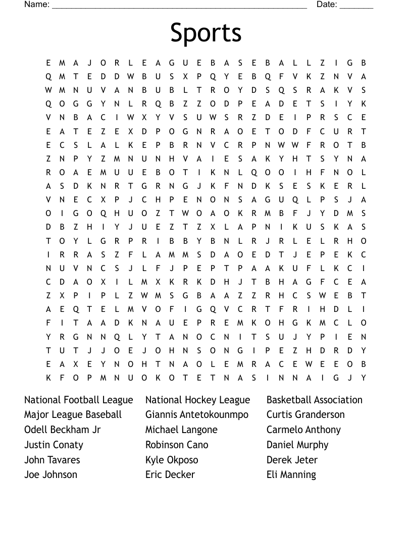 Sports Word Search