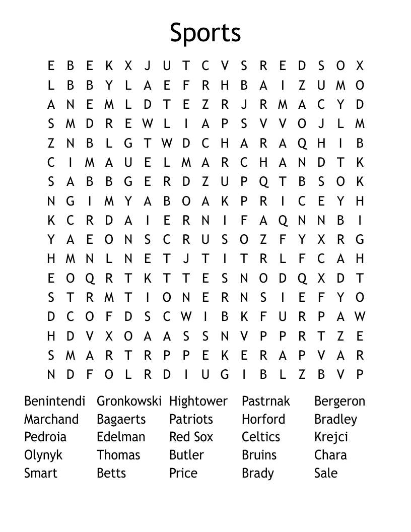 Sports Word Search